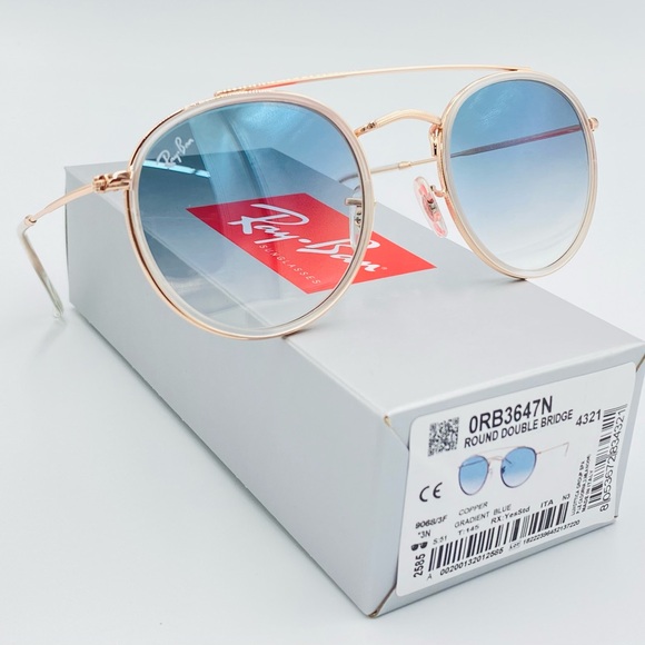 Ray-Ban Unisex Round Sunglasses RB3647 51-22-145 Copper Blue Gradient Lens - Picture 2 of 9